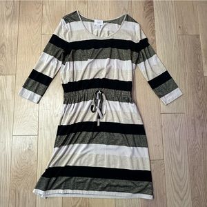 LOFT Striped Drawstring Dress